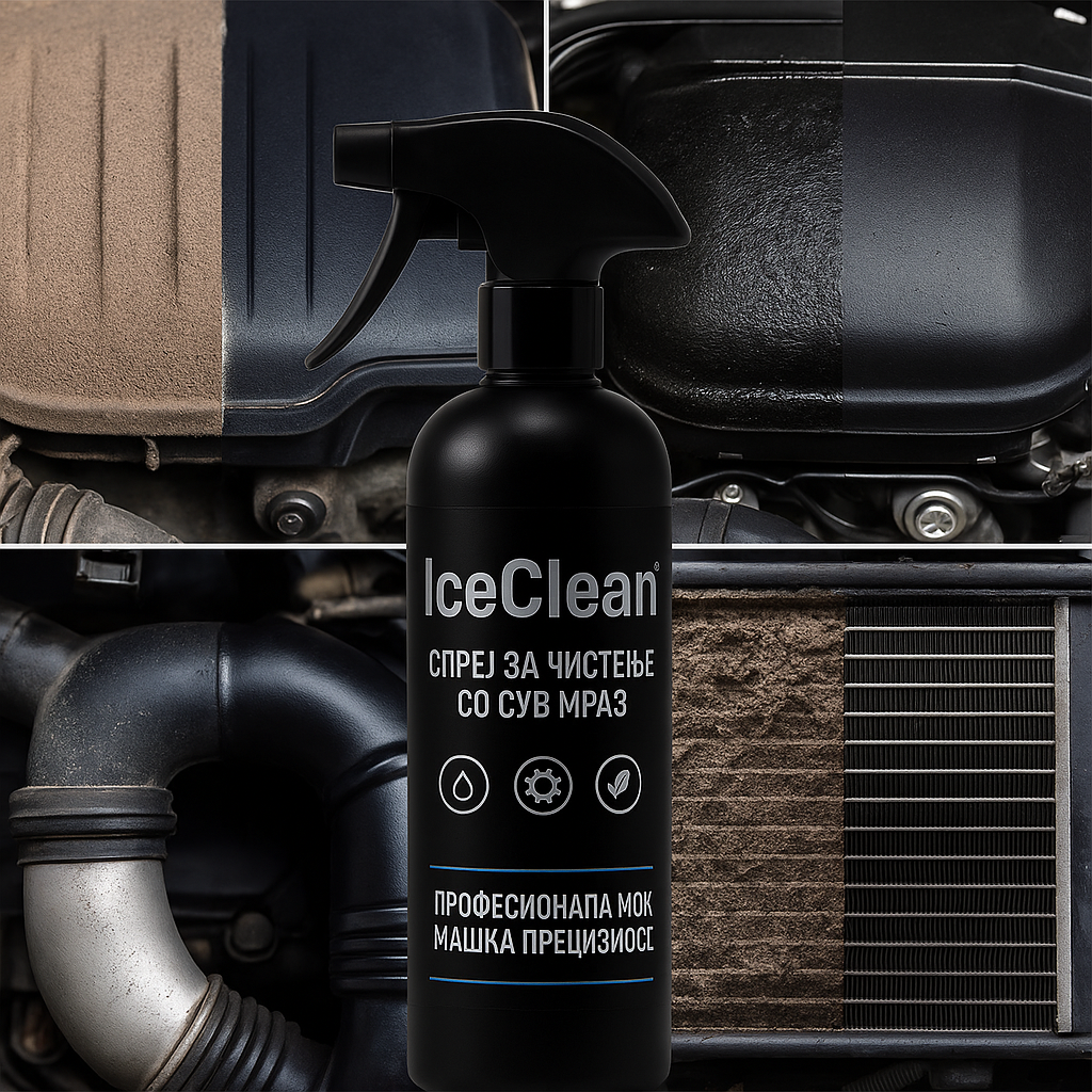 ❄️ Спреј за Чистење со Сув Мраз – IceClean™