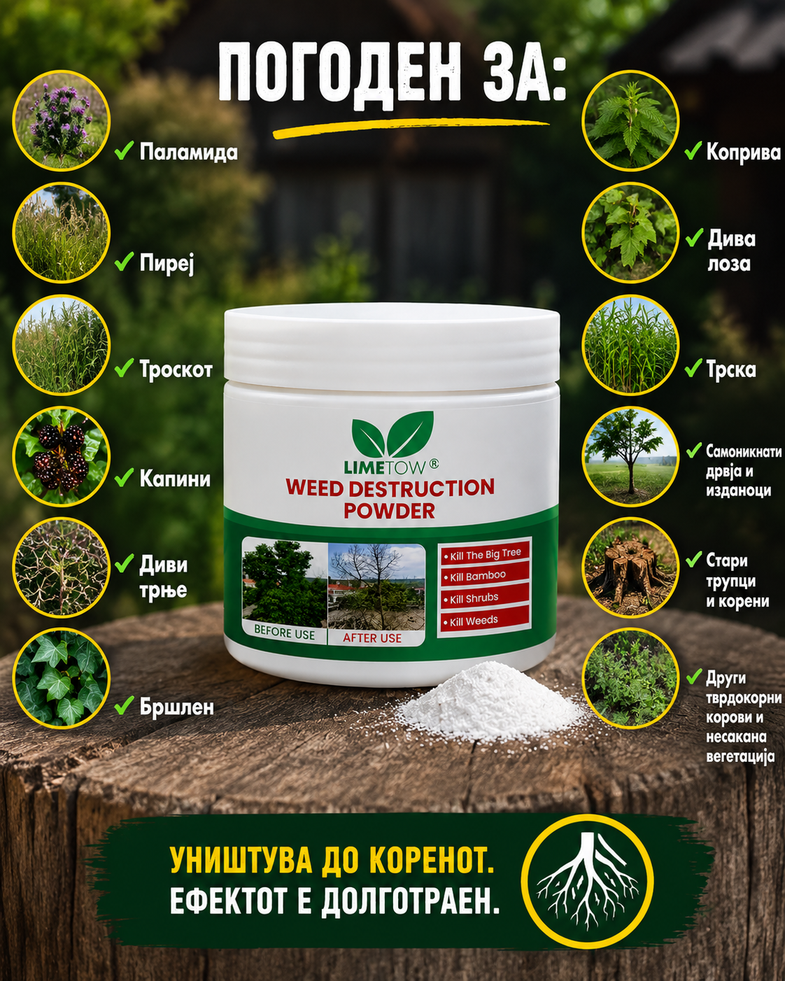 🏆 LIMETOW® Прашок за Уништување Коров